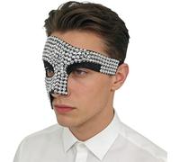 YiZYiF Party Eyewears Accessory for Men Women Masquerade Rhinestones Half Face Mask Holiday Adornment White Black One Size