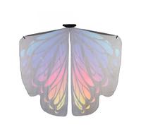 YiZYiF Professional Butterfly Dance Cape Flowing Sheer Wing Cloak with Elastic Arm Straps for Belly Dancers Performers Rose Blue One Size