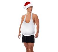 YiZYiF Professional Grade Santa Claus Suit with Removable Pillow Belly Complete Outfit Set for Christmas Events White One Size