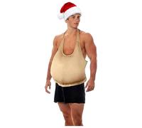 YiZYiF Professional Grade Santa Claus Suit with Removable Pillow Belly Complete Outfit Set for Christmas Events Khaki One Size