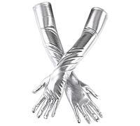 YiZYiF Professional Tin Man Accessories Metallic Silver Funnel Hat Heart Brooch Axe for Stage Productions Theme Party 1Pc Long Gloves One Size