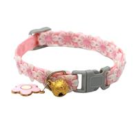 YiZYiF Soft Lace Flower Trimmed Cat Collar with Lovely Bell and Pendant Soft Buckle Closure Dog Collars Breakaway Pink One Size