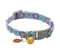 YiZYiF Soft Lace Flower Trimmed Cat Collar with Lovely Bell and Pendant Soft Buckle Closure Dog Collars Breakaway Purple One Size