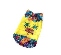 YiZYiF Summer Hawaiian Style Pet Shirt Tropical Print Breathable T-Shirt for Small Medium Dogs Cats Beachwear Yellow L