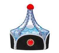 YiZYiF Traditional Mongolian Style General's Hat Ornate Prince Headpiece with Metallic Accents for Theater Productions White One Size