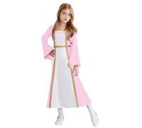 YiZYiF Vintage Lace-up Renaissance Medieval Dress for Girls Halloween Irish Princess Over Dress Victorian Themed Party Ball Gown Pink 15-16 Years