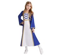YiZYiF Vintage Lace-up Renaissance Medieval Dress for Girls Halloween Irish Princess Over Dress Victorian Themed Party Ball Gown Royal Blue 5-6 Years