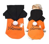 YiZYiF Warm Pumpkin Dog Jacket Winter Fleece Lined Hoodie for French Bulldog Halloween Dog Costume Orange M