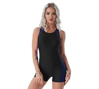 YiZYiF Women One Piece Swimsuit Modest Swimwear Retro Halter Sport Swimming Costume Athletic Wetsuit Navy Blue M