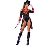 YiZYiF Women Sequin Ringmaster Outfit Set Magician Clowns Jacket | Circus Trainer Costume with Hat Magic Wand Gloves,Vintage Circus Performer Jacket,4 Pcs Set,Musical Theater Costume Romper