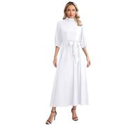 YiZYiF Womens Church Clergy Dress Classic Full Length Priest Robe Elegant Lyrical Liturgical Dresses White XL