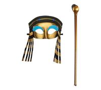 YiZYiF Women's Egyptian Pharaoh Halloween Cosplay Accessories with Snake Scepter Headdress Hieroglyphic Collar Wig Type B One Size