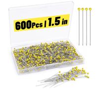 Yizzvb 600 Pcs Sewing Pins 1.5 in Glass Ball Head Straight Yellow Quilting