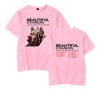 YIZZZFA KATSEYE Beautiful Chaos 2025 T-Shirts, Unisex Round Neck Short Sleeve Printed for Music Fans,Pink,S