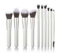 YJ-Anyue 10 light gray wooden handle makeup brushes for girls makeup brush set Premium synthetic foundation brush Face brush Eye brush professional Cosmetic tool