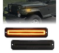 YJ Circle Side Marker Lights For Jeep Wrangler Yj 1987-1995, 2 Pcs Smoked Lens Amber Lights Left Right Front Fender Turn Signal Indicator Lamp