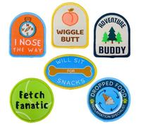 YJ PREMIUMS 6PC Dog Harness Patches | Hoop & Loop Funny Cute Dogs Patch for Removable Vest Collar Tactical Working Moral Training Tracking Service Dog Doggie Pet Embroidery Patched Accessories
