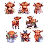 YJ PREMIUMS 8PC Highland Cow Magnet for Refrigerator Fridge | Cows Magnets for Cow Themed Kitchen Home Decor Cute Farm Animals Lover Cattle Coo Cover Magnetic Sticker for Women Adults Gifts