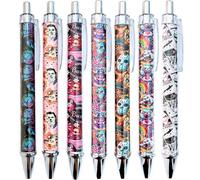 YJ PREMIUMS Horror Pens Set - 7PC Scary Mask Creepy Doll Clown Face Gothic Weird Stuff, Spooky Halloween Office Decor, Unique Writing Pens, Novelty Stationery, Funny Gifts for Women Men Adults Kids