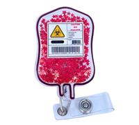 YJ PREMIUMS Red Zombie Blood Bag Badge Reel Holder Phlebotomy Badge Reel Retractable Alligator Clip Phlebotomist Accessories for Halloween Horror Ghost Transfusion IV Bag Week Gifts Essentials