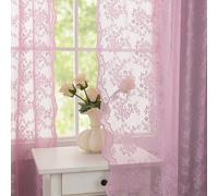 YJ YANJUN Lace Purple Curtains for Bedroom Girls 2 Panels Country Floral Lavender Sheer Curtains 84 Inch Long for Nursery Kids Baby Dorm Room Rod Pocket Provide Privacy 52 x 84 Inch Lavender Purple