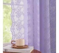 YJ YANJUN Lavender Lace Curtains 96 inches Long Pair Shabby Chic Violet Curtains Romantic Purple Floral Sheer Panels for Girl Bedroom Living Room Dining Room Wedding Party Backdrop Décor 52W x 96L