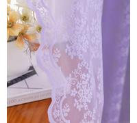 YJ YANJUN Lavender Net Curtains 72 Inch Drop Pair Victorian Flower Sheer Lace Curtain Panels for Bedroom French Door Shabby Chic Voile 52 W x 72 L Inch (132cm Width x 183cm Drop), Light Purple