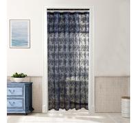 YJ YANJUN Navy Blue Lace Stand Up Shower Curtain 36x72 Scalloped Shabby Chic Shower Curtain with Valance for The Small Stall Bathroom Victorian Moody Narrow RV Curtain Navy