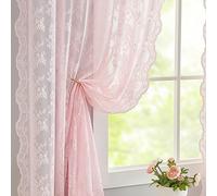 YJ YANJUN Pink Lace Curtains 108 inches Long 2 Panels Set Cute Floral Sheer Curtains for Sliding Door Backdrops Romantic Pricess Baby Girl Room Decor Light Filtering 52 x 108 Inch Ilight Pink