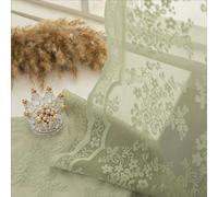 YJ YANJUN Sage Green Lace Curtains 54 inch Length 2 Panels Romantic Floral Pattern Short Sheer Curtains for Bedroom Laundry Room Light Filtering Boho Kitchen Small Window Treatments W52 X L54 Sage