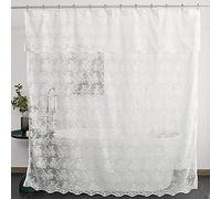 YJ YANJUN White Lace Shower Curtain - Victorian Shower Curtain with Attached Valance, Floret Lace Shower Curtain for Bathroom Scalloped Edge, 72 x 72 Inch, 1 Panel