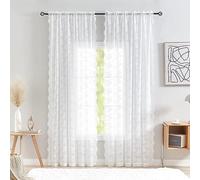 YJ YANJUN White Sheer Curtains 80 inch Length for Doorway Boho Look Lace Window Panels Light Filtering Window Treatments Elegant Door Curtains for Living Room Bedroom 52 by 80 inch Length