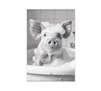 YJACED Pig in The Bathtub, Funny Animal Photograph Canvas Poster Bedroom Decor Landscape Office Room Decor Gift 24x36inch(60x90cm)