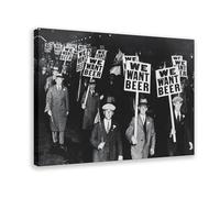 YJACED Prohibition Wall Art, Beer Protest, Black And White Art Canvas Poster Bedroom Decor Landscape Office Room Decor Gift 20x30inch(50x75cm)
