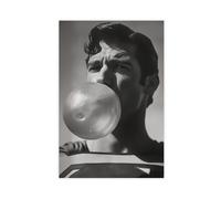YJACED Superman Poster, Vintage Black And White Superman Canvas Poster Wall Art Decor Print Picture Paintings for Living Room Bedroom Decoration 16x24inch(40x60cm)