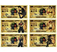 YJacuing Anime Cowboy Bebop Gold Coated Banknote, Limited Edition Collectible Bill Bookmark (6 PCS Collection)