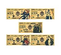 YJacuing Anime Overlord Gold Coated Banknote, Limited Edition Collectible Bill Bookmark (5 PCS Collection)