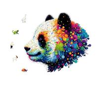 YJacuing Wooden Jigsaw Puzzles for Adults, 300 Piece Unique Animal Shaped Premium 5mm Wood Puzzles Family Game (Panda, Large)