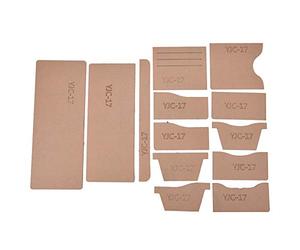 YJC - 17 Wallet Pattern Template, Transparent Acrylic DIY Short Purse Template, Reusable Leather Crafting Guide with Kraft Paper Protection for Handmade Wallets