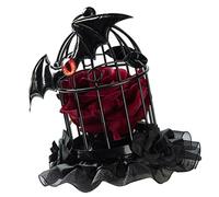 Yjcnelcr Dramatic Small Top Hat Fashion Hair Accessory With Intricate Birdcage Devil Eye Bat Wing Veiling Elegant Gothic Party Hat