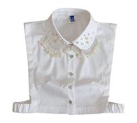 Yjcnelcr Imitation Pearl Pendant Lapel False Collar for Women Girls for Floral Beading Half Shirt Jewelry