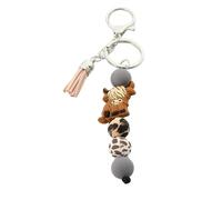 Yjcnelcr Keychain for Women Colorful Phone Chain Animal Pendant Keychain Trendy Highland Cow Keychains Handmade Silicone Beads Keyrings Accessories Bag Decorations Phone Pendant for girls