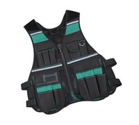Yjcnelcr Practical Tool Vest for Electricians and Carpenters Adjustable Workwear with 17 Compartments