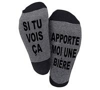 Yjcnelcr Unisex Novelty Funny Saying Cotton Crew Socks If You Can Read This Bring Me Beer English French Letters Hosiery Gifts