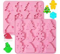 YJDM Christmas Chocolate Mould, 2 Pack 12-Cavity Silicone Chocolate Moulds Non-Stick Candy Mold for DIY Jelly Cookies Cake Biscuit Pudding Fondant Decoration