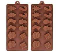 YJDM Christmas Silicone Molds, 2 Pack Large 12Cavities Snowflake Gingerbread Man Shapes Cake Moulds Soap Candy Chocolate Muffin Jelly Trays Baking Molds for Xmas New Year Cake Decoration (Christmas C)