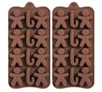 YJDM Christmas Silicone Molds, 2 Pack Large 8 Cavities Snowflake Gingerbread Man Shapes Cake Moulds Soap Candy Chocolate Muffin Jelly Trays Baking Molds for Xmas New Year Cake Decoration (Christmas A)