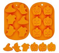 YJDM Halloween Silicone Molds, 2PCS Chocolate Candy Gummy Mould, 3D Pumpkin Hat Ghost Shape Cake Dessert Chocolate Biscuit Mould for Halloween Decoration