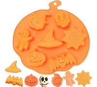 YJDM Halloween Silicone Moulds, Halloween Party Candy Mold Silicone Molds, Halloween Pumpkin Ghost Skull Bat Shape Chocolate Moulds DIY Soap Candy Jelly Cupcakes Cake Baking Molds for DIY Baking (2)