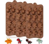 YJDM Silicone Chocolate Mould, 3PCS Dinosaurs Shape Chocolate Candy Moulds 12-Cavity Reusable Non Stick DIY Baking Molds for Candy Chocolate Cake Gummy Jelly Bread Decorating